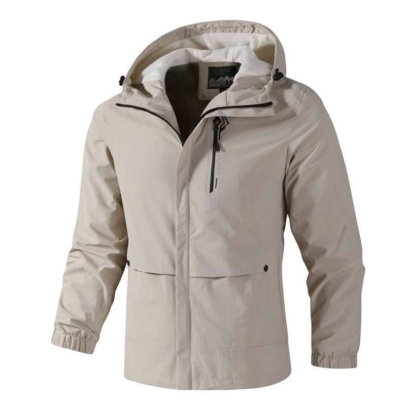 Herren Wasserdichte Softshell-Regenjacke mit Kapuze, Brust-Reißverschluss und Fleece-Innenkragen Nord Taschen