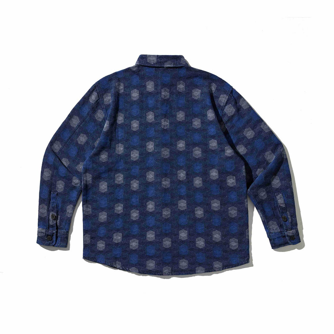Herren Hemdjacke im Denim‑Look mit geometrischem Jacquardmuster Nord Taschen