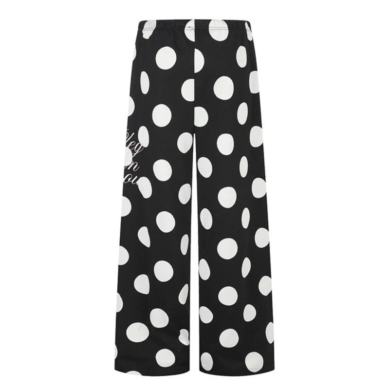 Damen Weite Palazzo-Loungehose mit Komfortbund und Punktmuster Nord Taschen