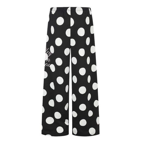 Damen Weite Palazzo-Loungehose mit Komfortbund und Punktmuster Nord Taschen