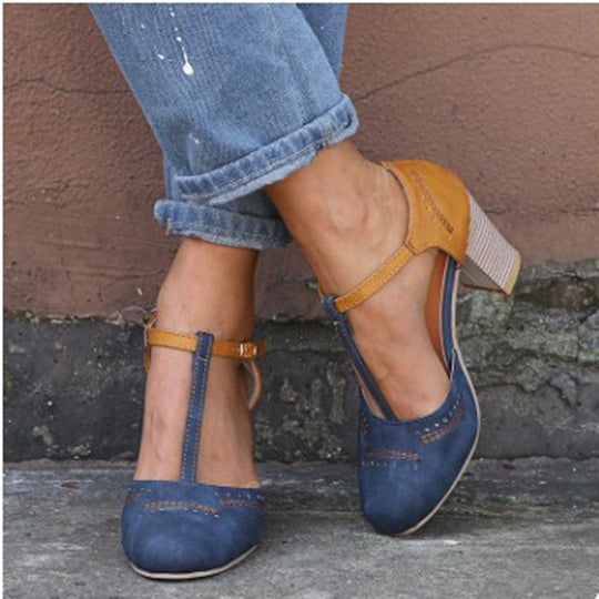 Damen Blockabsatz-Pumps mit elegantem Riemen und modischem Design