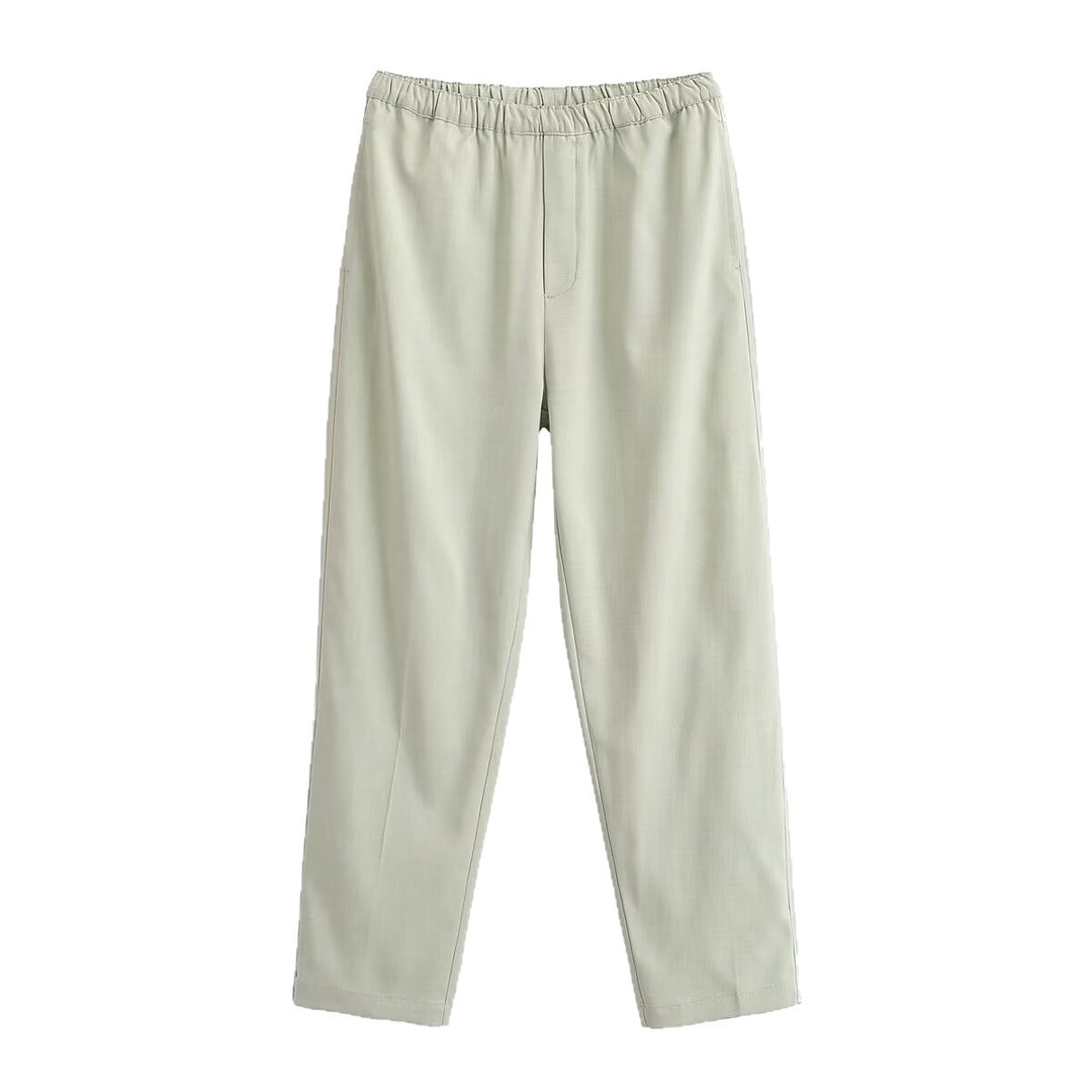 Damen Leichte Highwaist-Hose mit elastischem Bund und geradem Bein Nord Taschen