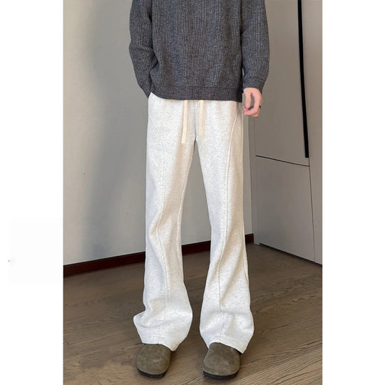 Herren Locker geschnittene Fleece-Loungehose mit weitem Bein, Tunnelzug und Ziernähten Nord Taschen