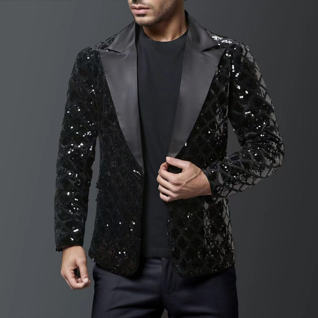 Herren glitzernder Smokingblazer mit luxuriösen Paillettenmustern