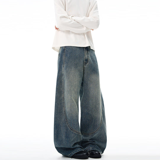 Damen Extraweite Denim-Palazzohose mit skulpturalen Rundnähten Nord Taschen