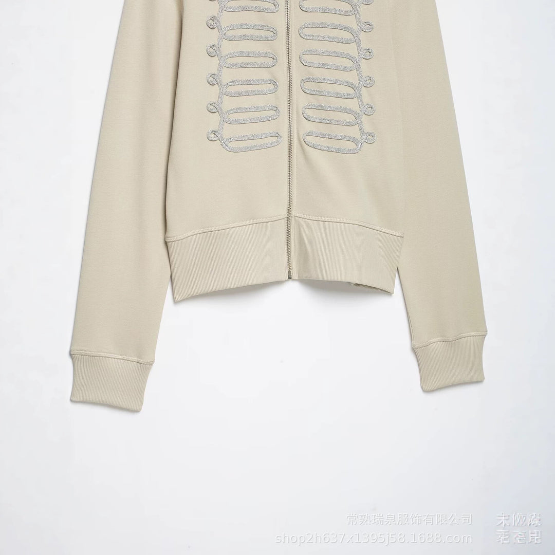 Damen Zip‑Jacke im Military‑Inspirierten Look mit Stehkragen und Zierpaspel Nord Taschen