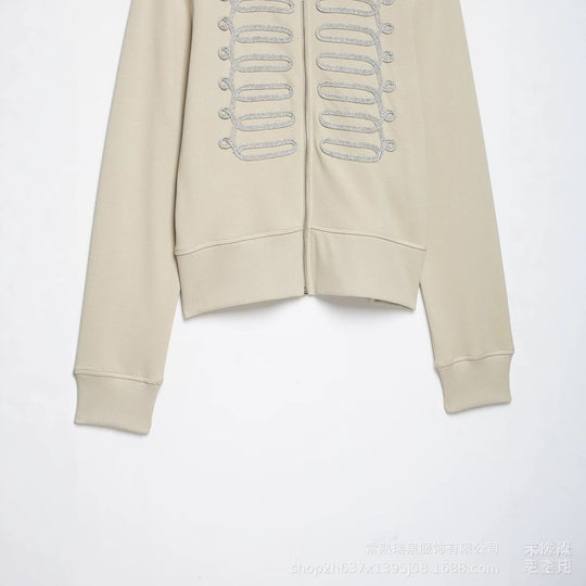 Damen Zip‑Jacke im Military‑Inspirierten Look mit Stehkragen und Zierpaspel Nord Taschen