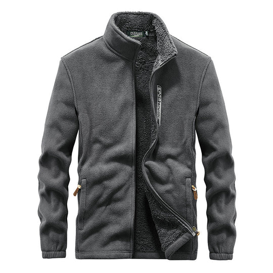 Herren Thermo-Fleecejacke mit doppellagigem Sherpa-Innenfutter und Stehkragen Nord Taschen