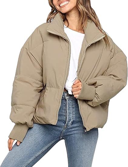 Damen Gesteppte Kurzjacke mit Stehkragen, wattierter Füllung und elastischen Bündchen Nord Taschen
