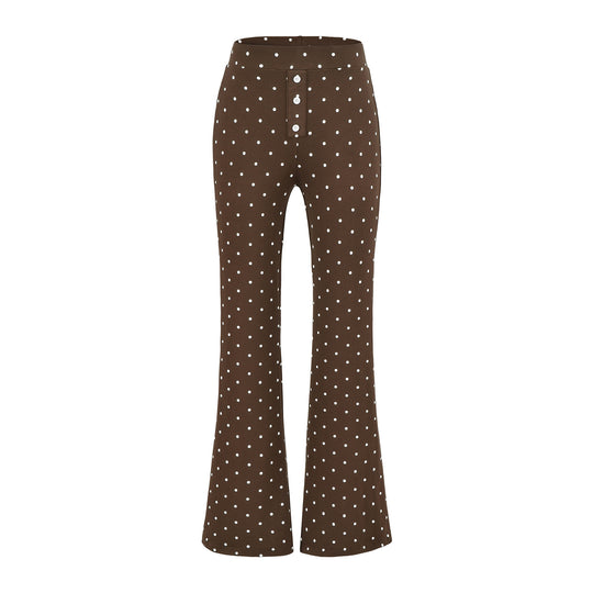 Damen Zweiteiliges Stretch-Jersey Lounge-Set mit Cropped Longsleeve und High‑Waist Schlaghose Nord Taschen