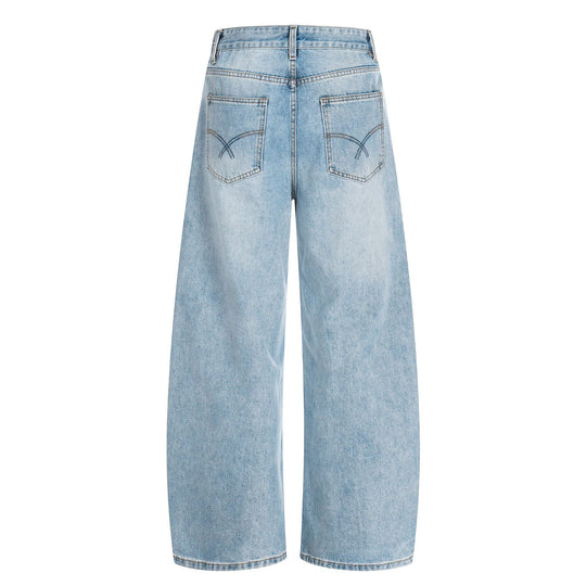 Damen Weite Cropped-Denim-Culotte mit hoher Taille und Fünf‑Taschen‑Details Nord Taschen