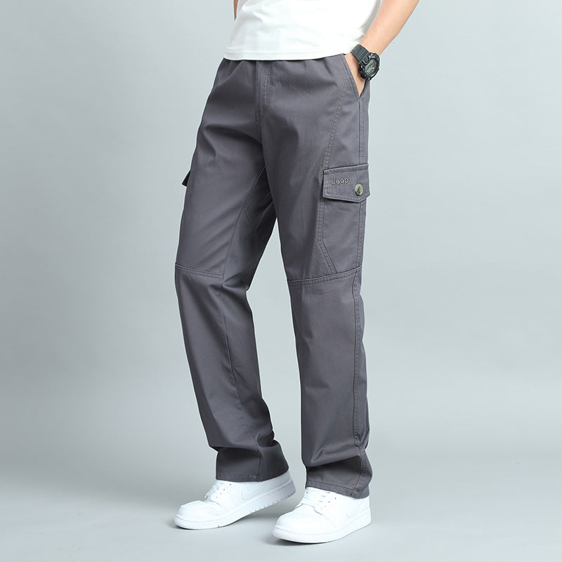 Herren Robuste Canvas-Cargohose mit geradem Bein, Knieabnähern & Klappentaschen Nord Taschen