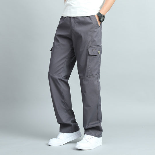 Herren Robuste Canvas-Cargohose mit geradem Bein, Knieabnähern & Klappentaschen Nord Taschen