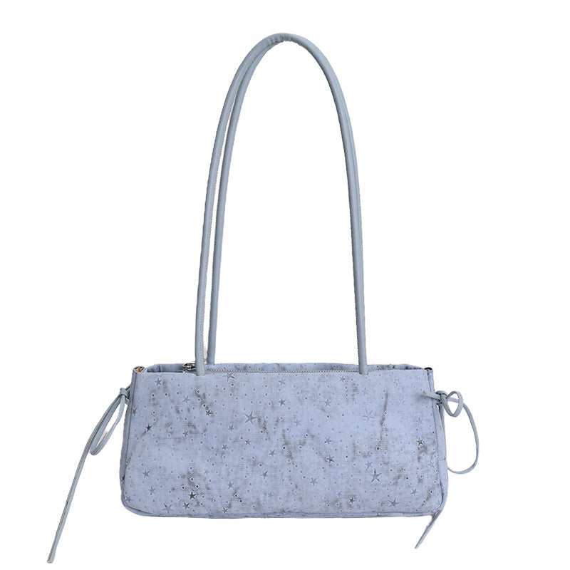 Damen Hobo-Tasche mit süßem Plüsch-Hängetier und einzigartigem Sternenmuster Nord Taschen