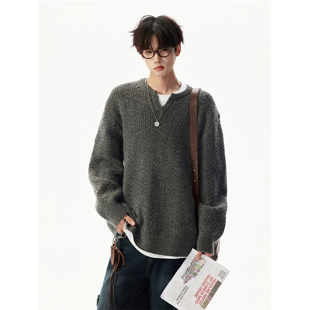 Herren Grobstrickpullover mit V-Ausschnitt Nord Taschen
