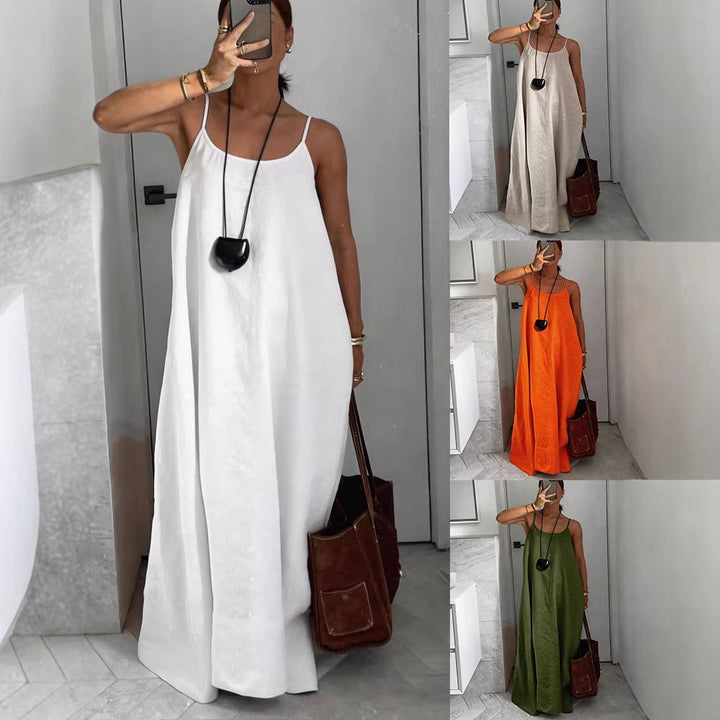 Damen luftiges Leinen-Maxikleid Nord Taschen