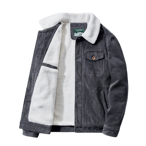 Herren Lässige Cordjacke mit Teddyfutter Nord Taschen