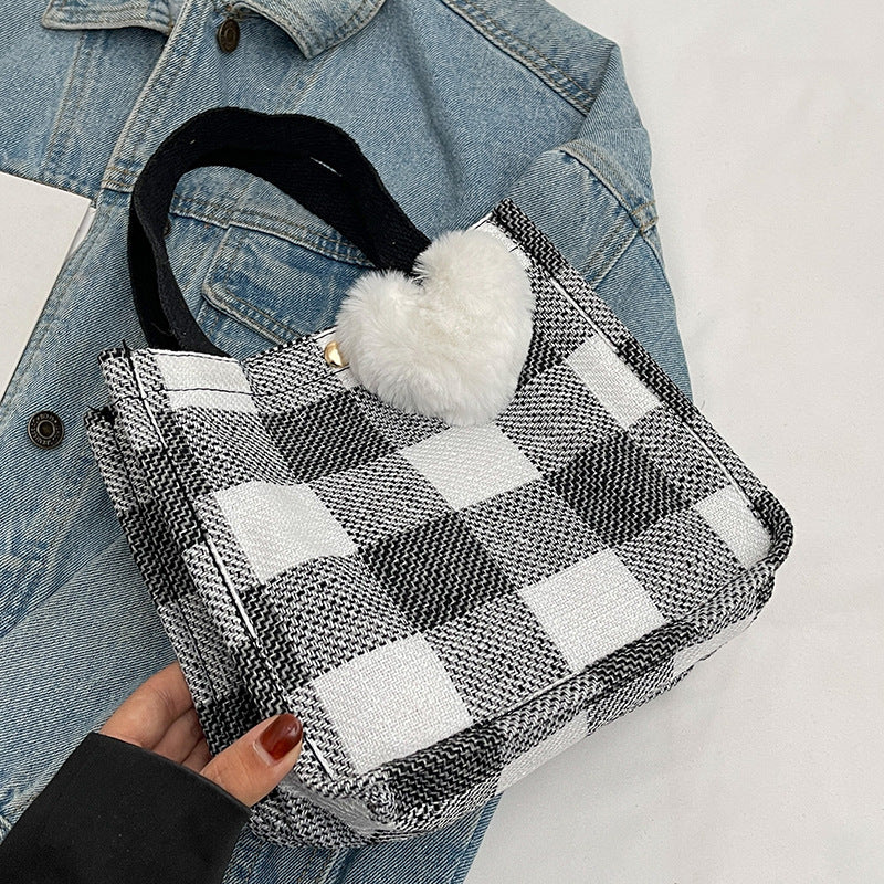 Damen modische Baumwolltasche im trendigen Karo-Design Nord Taschen