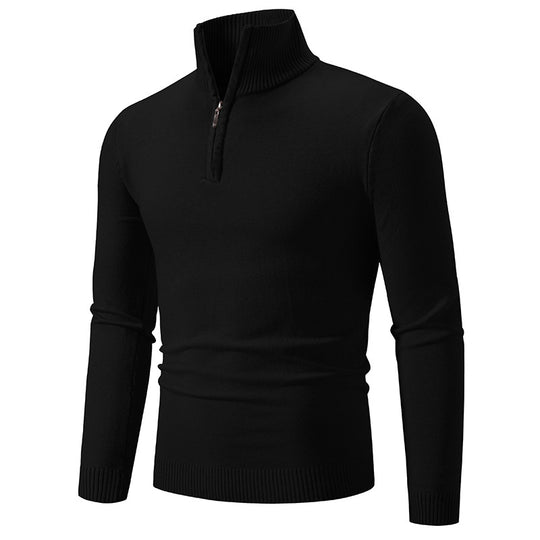 Herren Slim-Fit Halbzip-Mockneck Feinstrickpullover mit geripptem Kragen Nord Taschen