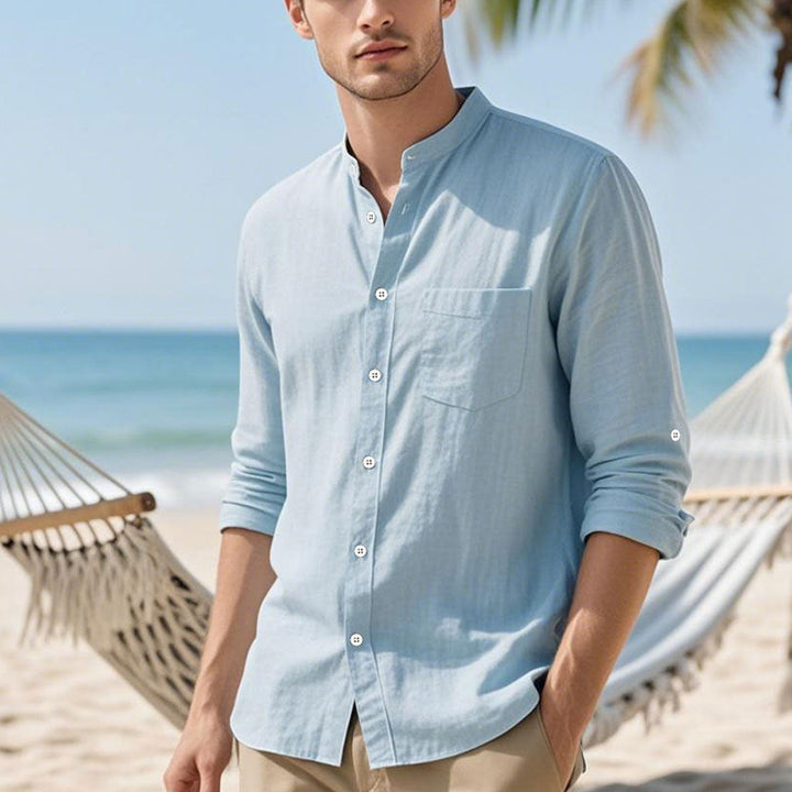 Herren Hemd im eleganten Henley-Stil mit strukturierter Baumwolle