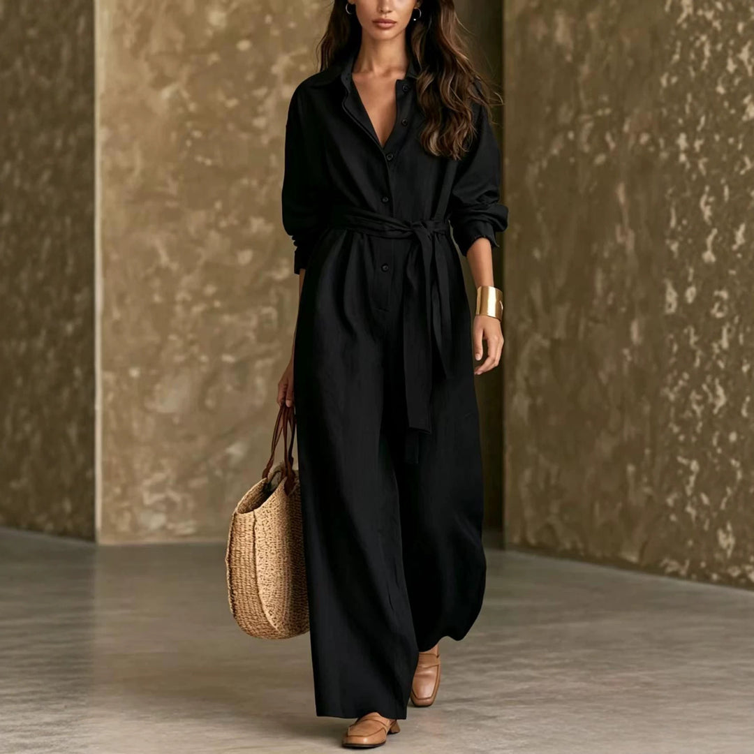 Damen Elegantes Hemdkleid mit Taillengürtel Nord Taschen
