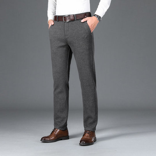 Herren Elegante Stretch-Wolloptik-Hose mit geradem Schnitt und elastischem Bund Nord Taschen