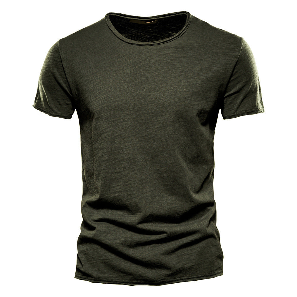 Herren nan leichtes Baumwolljersey Kurzarmshirt mit V-Ausschnitt und schmaler Passform