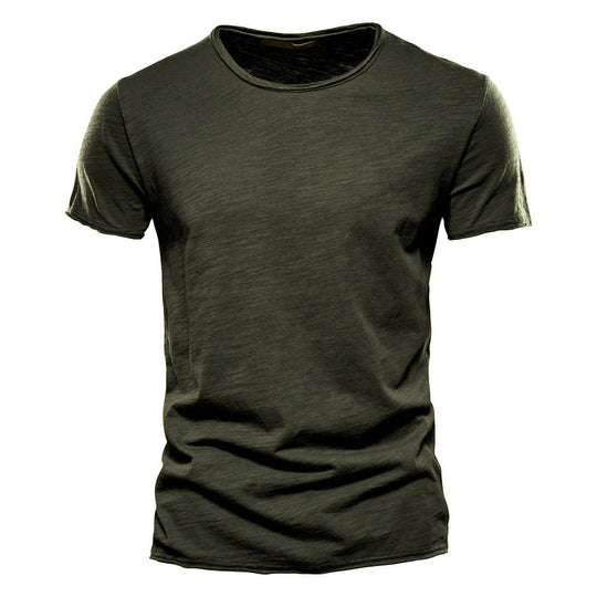 Herren nan leichtes Baumwolljersey Kurzarmshirt mit V-Ausschnitt und schmaler Passform