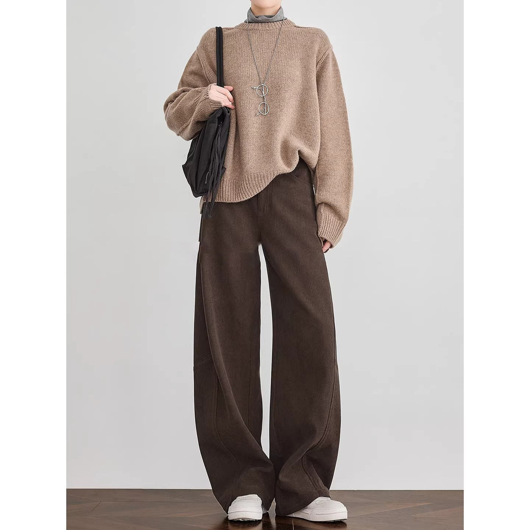 Damen Weite Cordhose mit hoher Taille, Bundfalte und Palazzoschnitt Nord Taschen