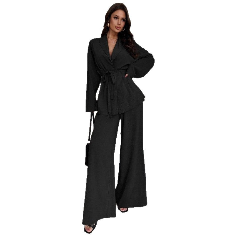 Damen Eleganter Wickel-Jumpsuit mit weitem Palazzo-Bein Nord Taschen