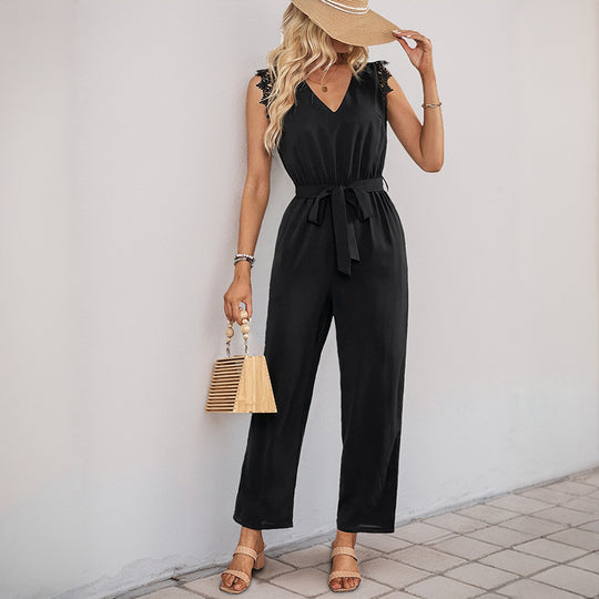 Damen Eleganter Jumpsuit mit Spitzendetails Nord Taschen