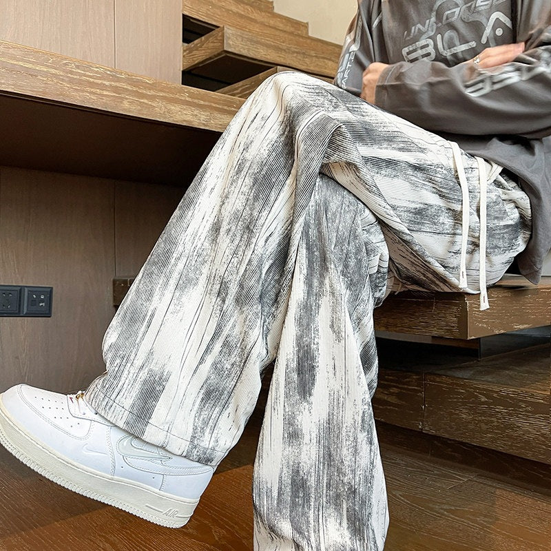 Herren Weit geschnittene Loungehose mit Marmorprint aus strukturiertem Jersey Nord Taschen