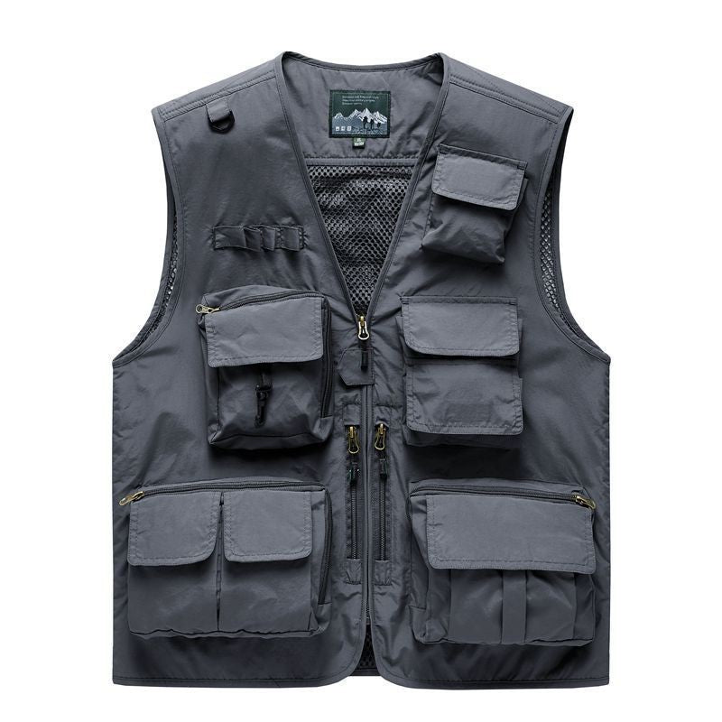 Herren multifunktionale Utility‑Weste mit vielen Taschen und Mesh‑Rücken Nord Taschen