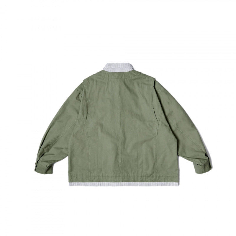 Unisex Oversize-Hemdjacke im Worker-Stil mit aufgesetzten Klappentaschen und kontrastierter Hemdblende Nord Taschen