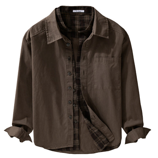 Herren Overshirt-Jacke mit karierter Thermofütterung Nord Taschen