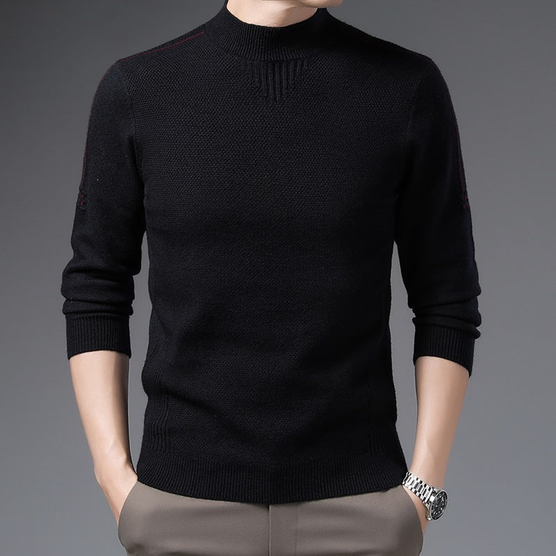 Herren Slim-Fit Strukturierter Feinstrickpullover mit kurzem Schlauchkragen und gerippten Säumen Nord Taschen