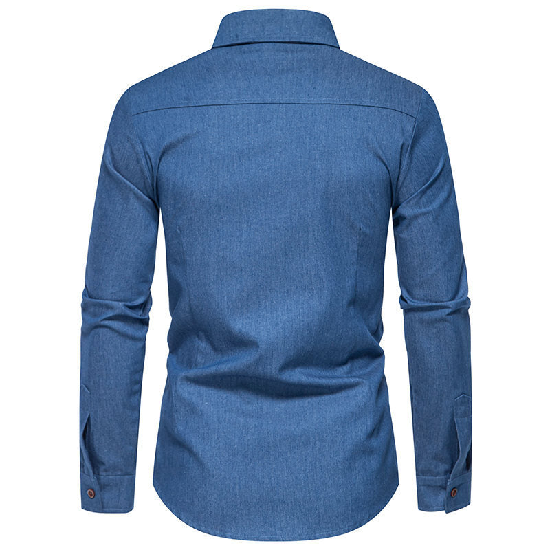 Herren Jeanshemd mit Western‑Yoke, aufgesetzten Brusttaschen und schmaler Casual‑Passform Nord Taschen