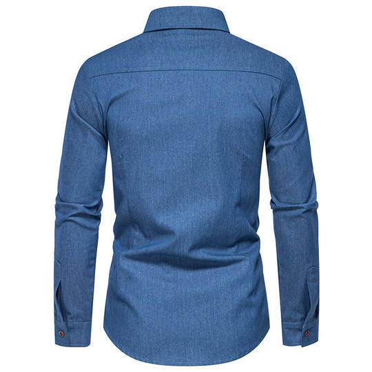 Herren Jeanshemd mit Western‑Yoke, aufgesetzten Brusttaschen und schmaler Casual‑Passform Nord Taschen