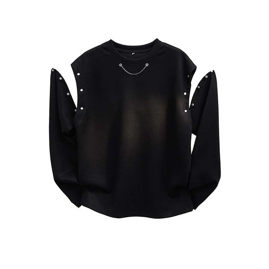 Damen Oversized Sweatshirt mit Ketten-Detail und Druckknopf-Ärmelöffnung Nord Taschen