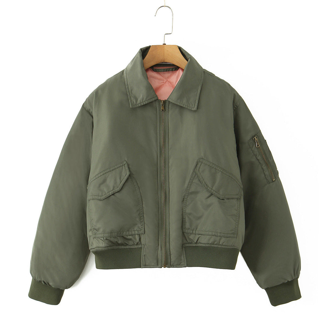 Damen lässige Bomberjacke mit praktischen Taschen