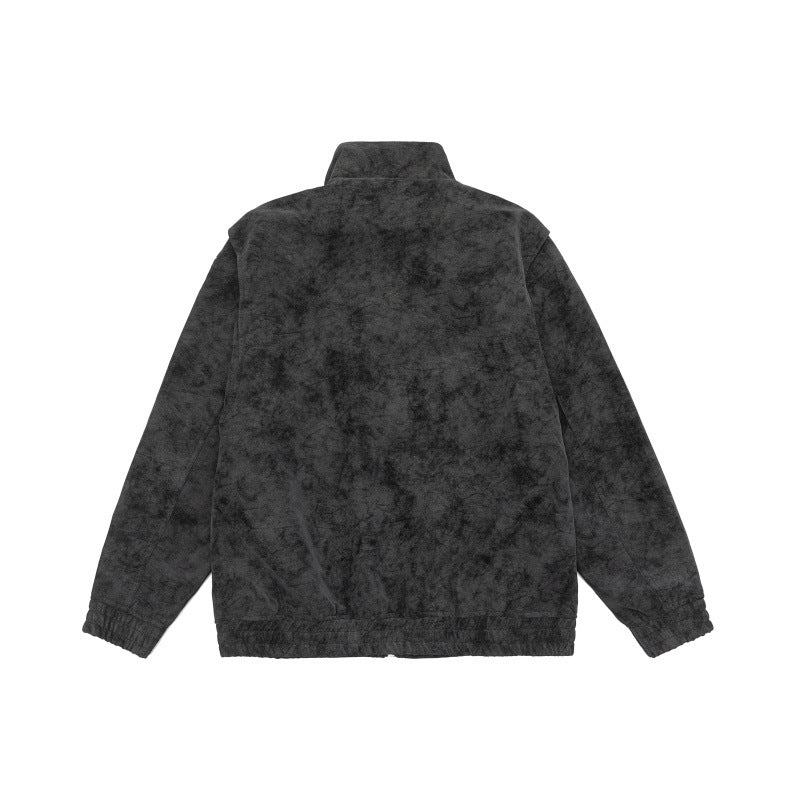 Herren Boxy Utility-Blousonjacke aus Veloursoptik mit Stehkragen und Mehrfachtaschen Nord Taschen