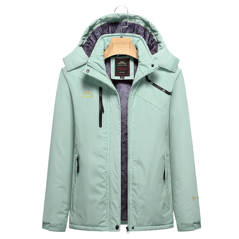 Damen Wattierte Winterjacke mit Fleece‑Innenfutter, abnehmbarer Kapuze und wasserdichter Softshell-Außenlage Nord Taschen
