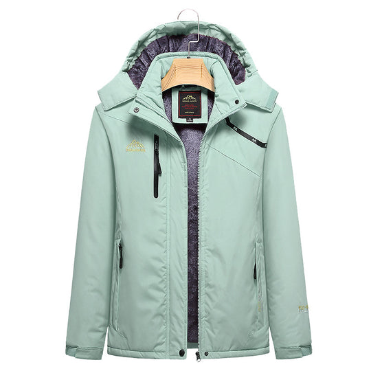 Damen Wattierte Winterjacke mit Fleece‑Innenfutter, abnehmbarer Kapuze und wasserdichter Softshell-Außenlage Nord Taschen