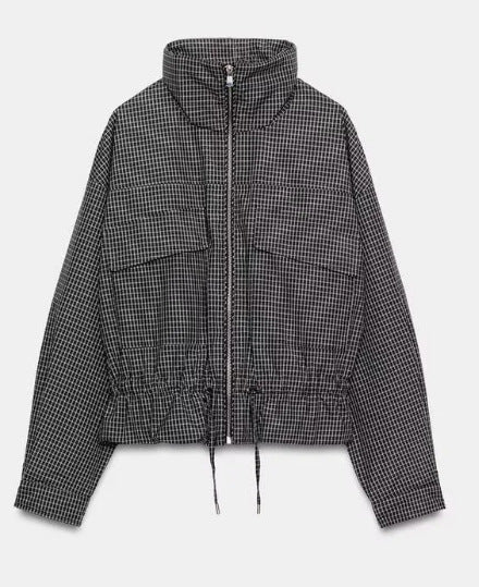 Damen Kurzjacke mit Taillenzug, Stehkragen und aufgesetzten Taschen Nord Taschen