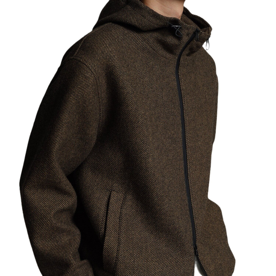 Herren Kurze Wollmisch-Kapuzenjacke mit Reißverschluss und elastischem Saum Nord Taschen