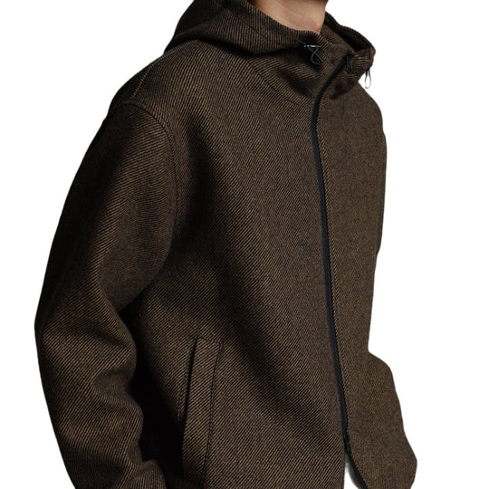 Herren Kurze Wollmisch-Kapuzenjacke mit Reißverschluss und elastischem Saum Nord Taschen