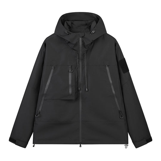 Herren Technische Kapuzen-Outdoorjacke mit wasserabweisenden Reißverschlüssen und Utility‑Taschen Nord Taschen
