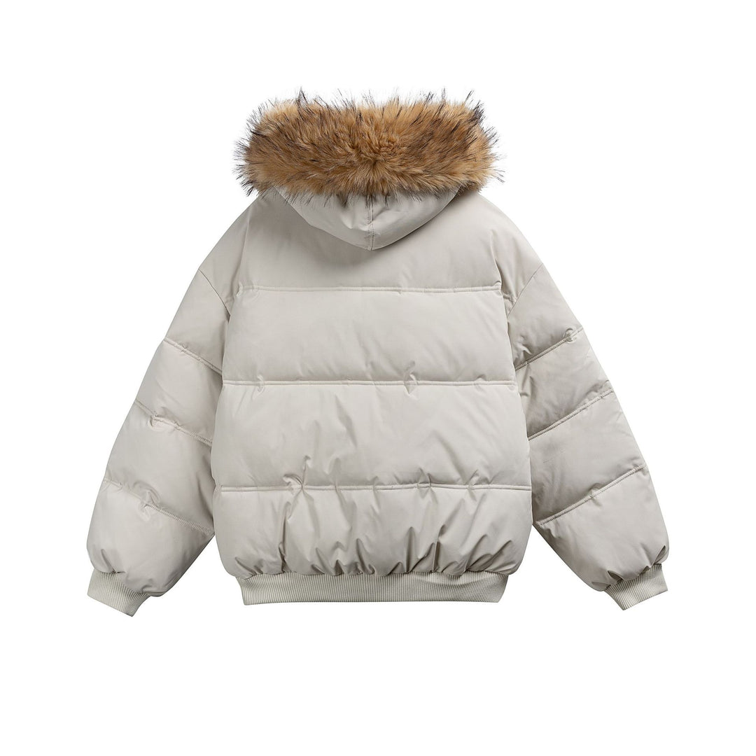 Damen Boxy-Pufferjacke mit Kapuze und voluminösem Kunstfellkragen Nord Taschen