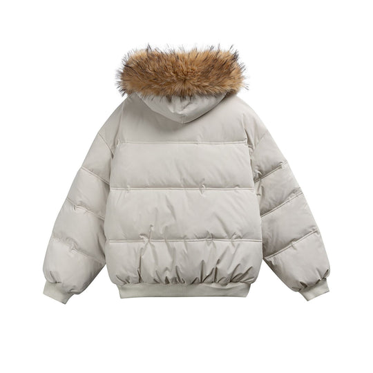 Damen Boxy-Pufferjacke mit Kapuze und voluminösem Kunstfellkragen Nord Taschen