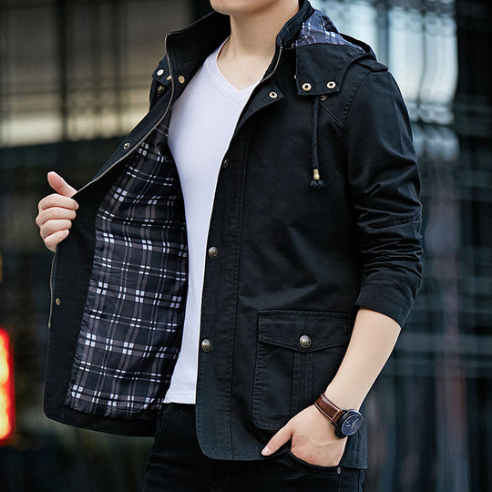 Herren Robuste Parkajacke mit verstellbarer Kapuze Nord Taschen